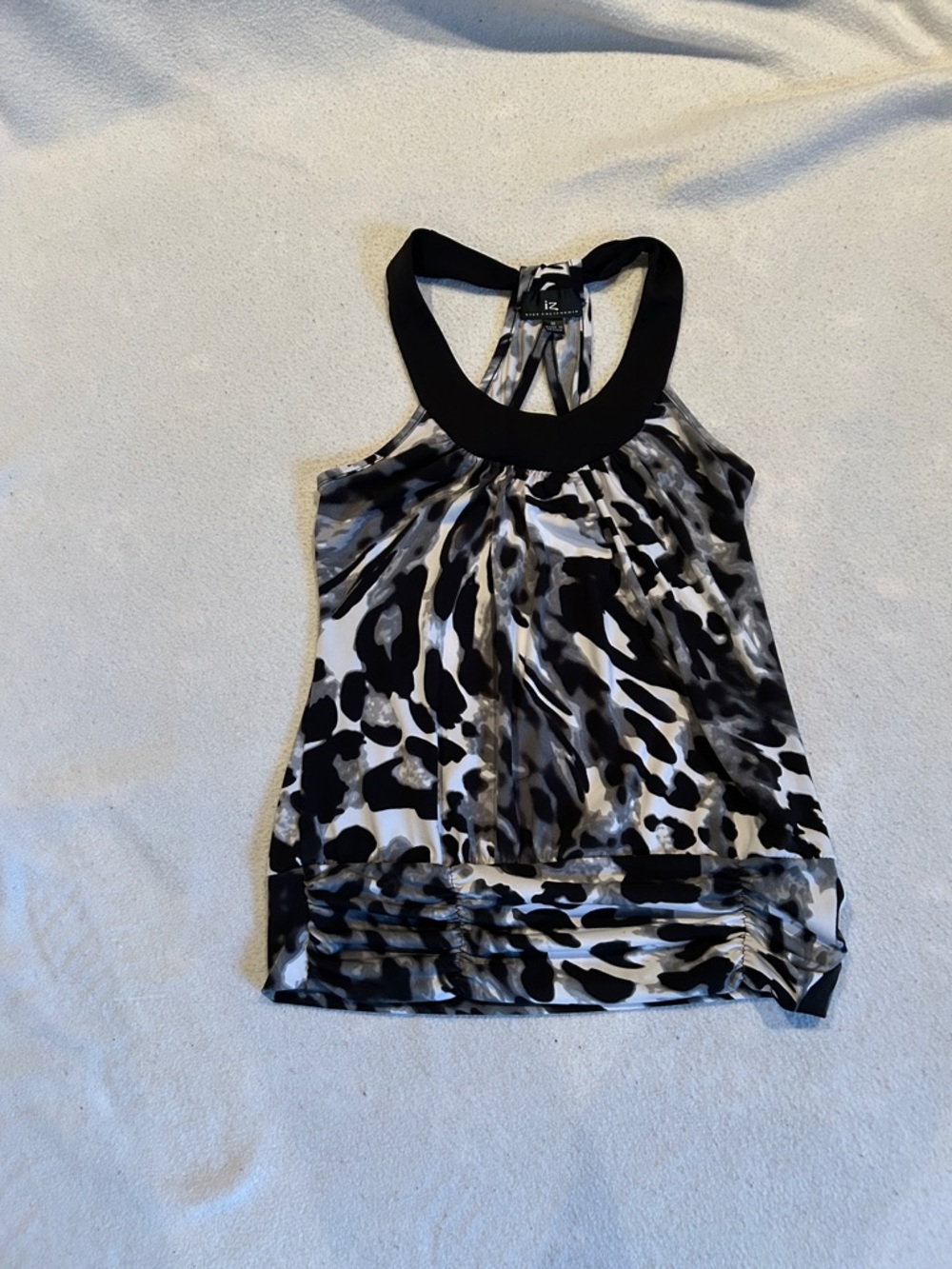 Iz Byer Black and White Printed Halter Tank Top